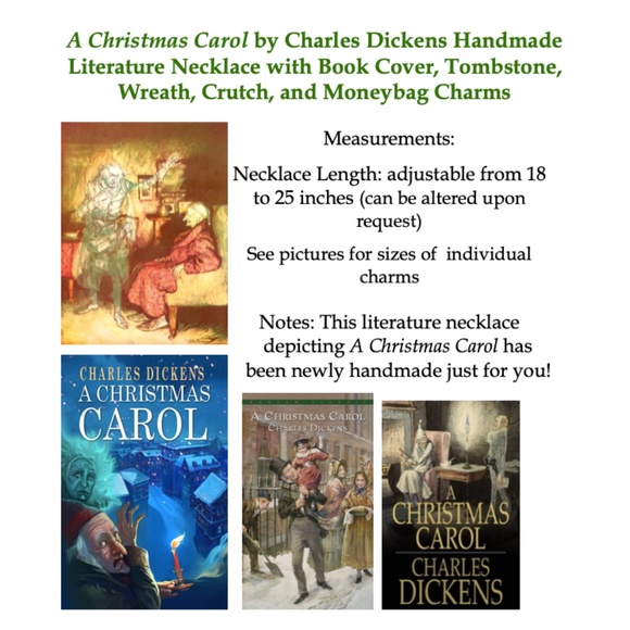 A Christmas Carol by Charles Dickens Handmade Literature Necklace, Book Cover - Picture 15 of 15